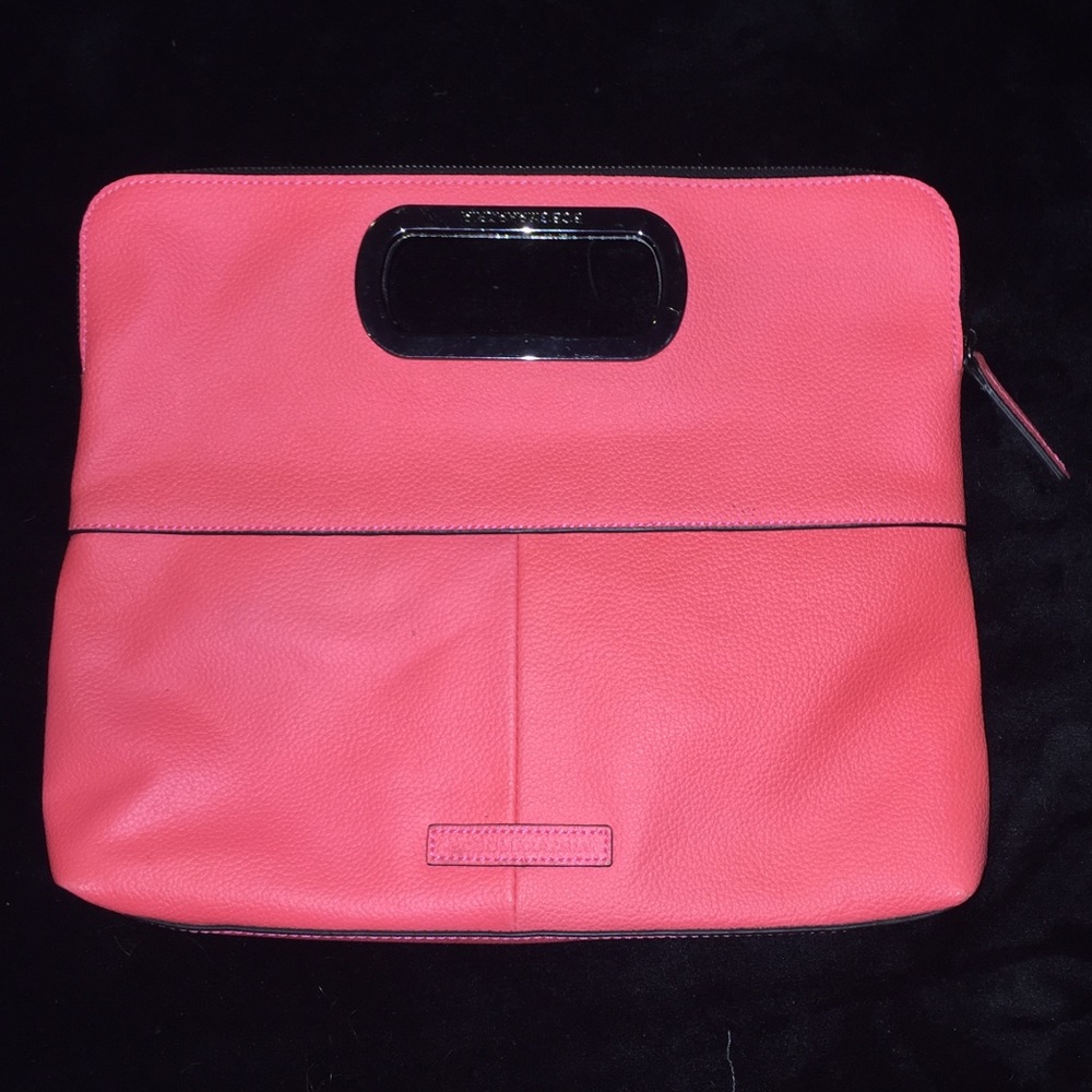 BCBG MaxAzaria neon red clutch